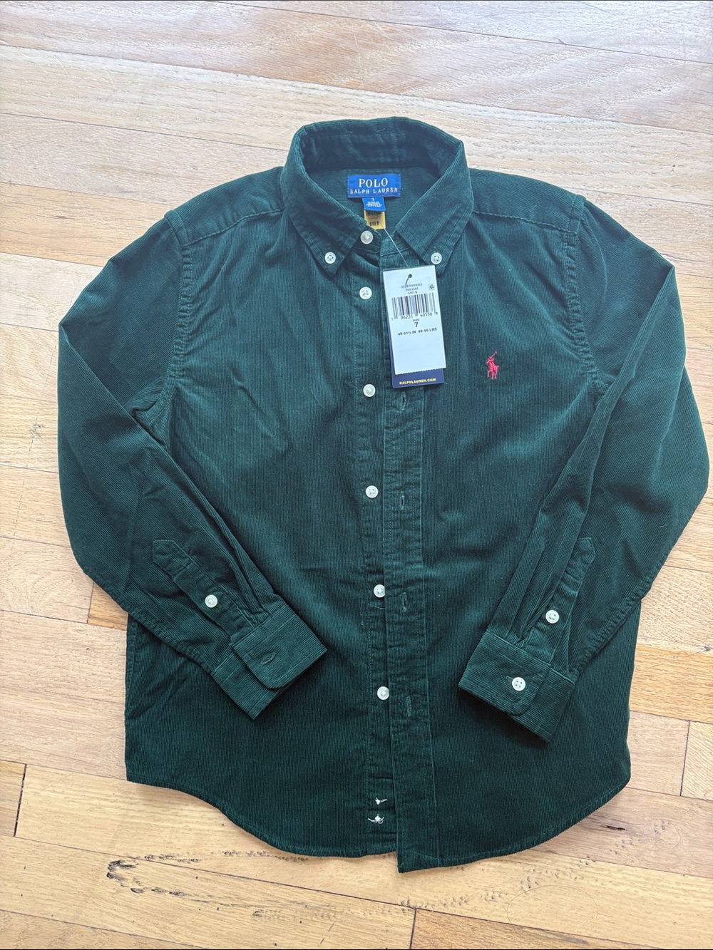 NWT- Boys size 7 Polo by Ralph Lauren  Dark Green Button-Down Shirt
